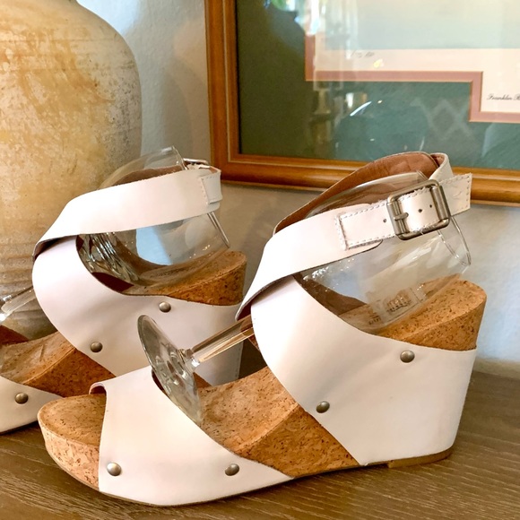 Lucky Brand NWOT white cork Wedges NWOT Moran Proseco Size 9 1/2 - Picture 5 of 10